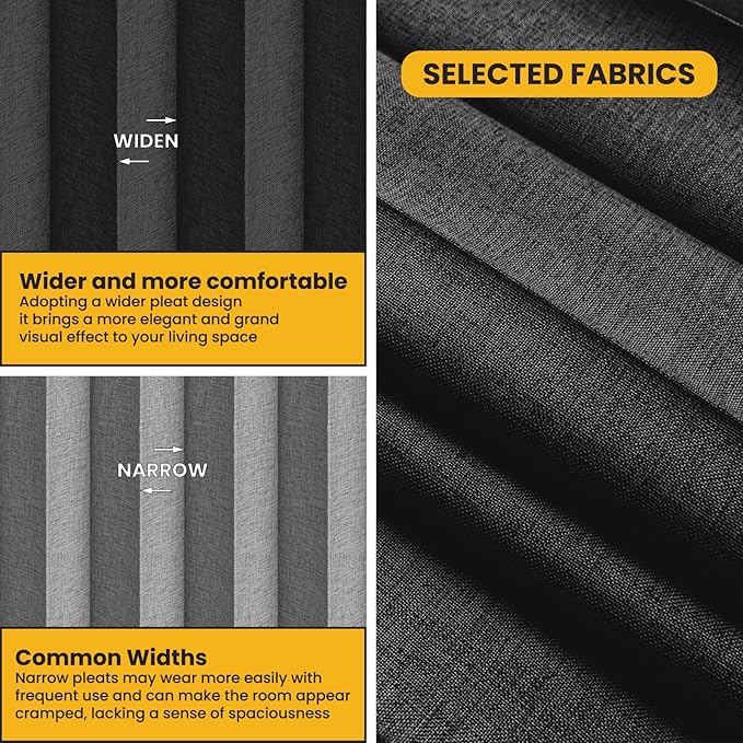 100% Blackout Room Divider Curtains - with Flexible Ceiling Curtain Track, Noise Reduce Barrier for Portable Curtain for Sliding Glass Door/Space Room Divider (Black, W180 x L108, 1 Pack)