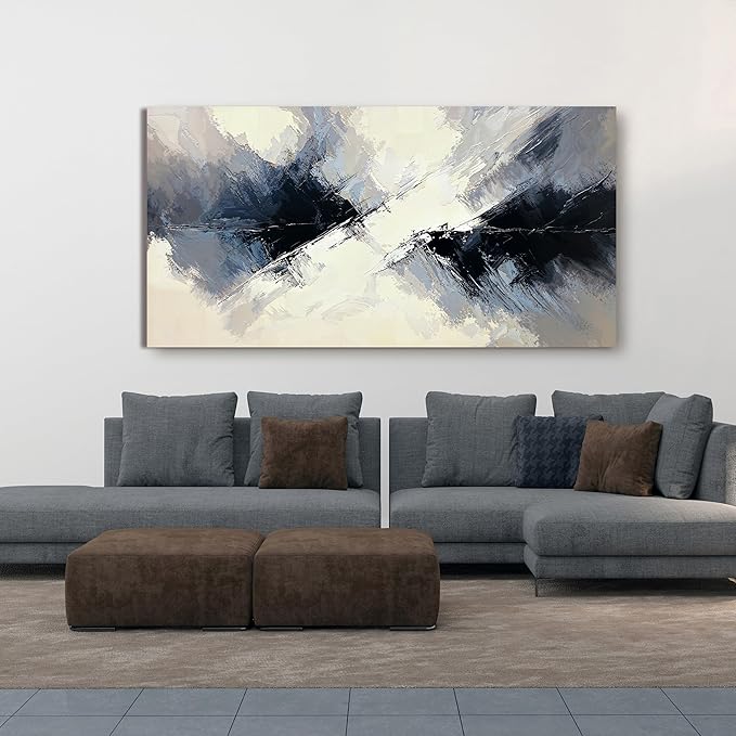 Abstract Canvas Wall Art Decor Abstract Canvas Art Wall Decor Large Black and White Wall Art Decorations Wall Art Pictures for Living Room Modern Minimalist Wall Art Prints Home Office Decor 24"X48"