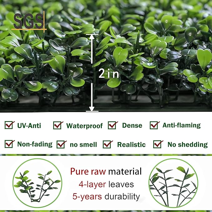 Bybeton Artificial Boxwood Hedge Panel Roll, 48"x120" (40 sqft) UV-Resistant Faux Ivy Privacy Screen for Fence, Garden, Patio, Balcony, Backyard – Realistic Greenery Wall Decor