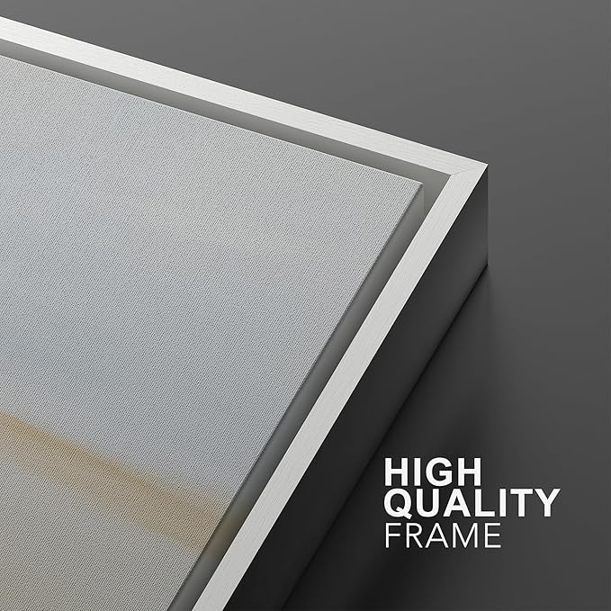 MUDECOR Framed Wall Art Print Set Minimalist Coastal Horizon in Soft Blue and Sand Colors Illustrations Modern Art Boho Decorative Chic for Living Room, Bedroom, Office - 24"x36"x3 White