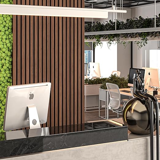 106” x 12.6” Acoustic Wood Wall Paneling, Decorative Sound Proof Panels for Walls and Ceilings, 3D Slat Wood Wall Panels (Set of 40) (Dark Chestnut)