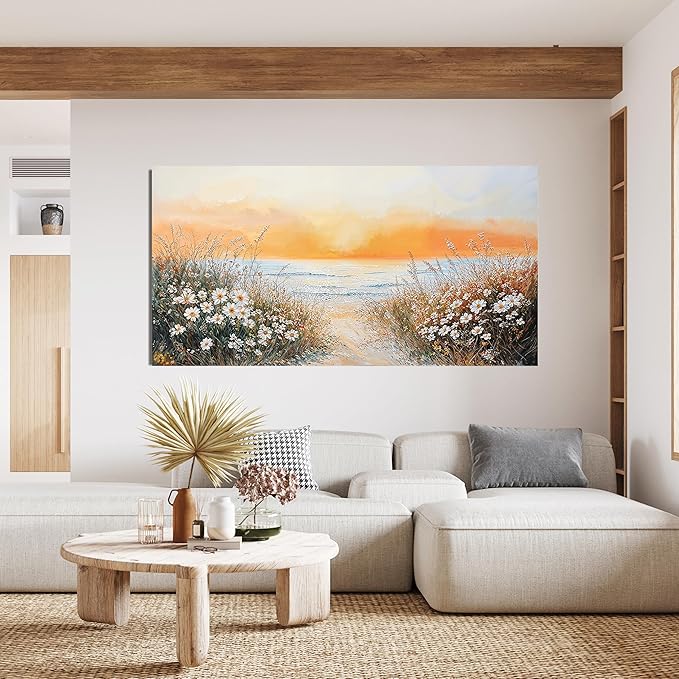 Canvas Oversized Wall Art Decor Wall Pictures for Living Room Artwork for Walls Large Coastal Beach Wall Art Prints Canvas Art Wall Decor Vintage Landscape Wall Art Bedroom Home Wall Art Decor 29" X 58"