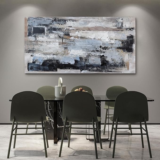 KUPTEU Canvas Wall Art Decor Modern Large Wall Art For Living Room Abstract Art Blue Black Wall Art Prints Artwork for Walls Abstract Canvas Art Wall Decor Bedroom Office Decor 24"x48"