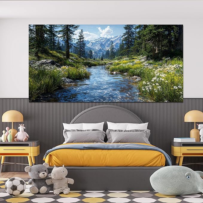 Large Canvas Wall Art Decor Artwork For Walls Green Landscape Wall Art Decor Wall Art Pictures For Living Room Nature Oversized Wall Art Prints Bedroom Kitchen Office Wall Decoration 29" X 58"