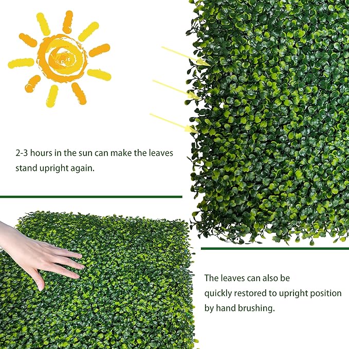 Artificial Boxwood Roll Panels: 6FT X 12FT (72 sqft) UV-Anti Artificial Ivy Privacy Fence Wall Screen for Indoor Outdoor Green Grass Wall Decor & Ivy Fence Covering Privacy