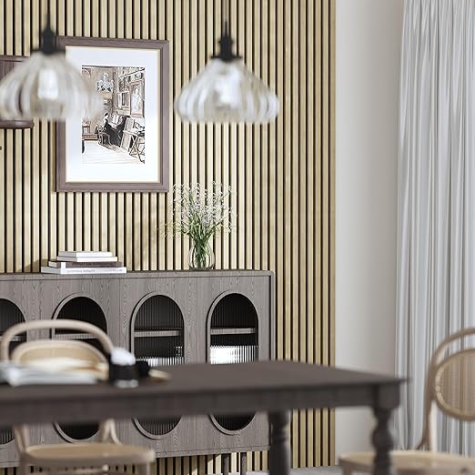 Casaphoria Acoustic Wall Panels, 4 PCS 23.6"x23.6", 3D Soundproof Wall Panels, Wood Slat Wall Panels for Home Office & Accent Walls, Oak