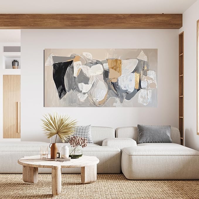 Abstract Canvas Oversized Wall Art Decor Gray Gold Modern Abstract Graffiti Art Wall Black Wall Art Decor for Living Room Canvas Art Poster Print Wall Pictures for Bedroom Office Decor 29" X 58"
