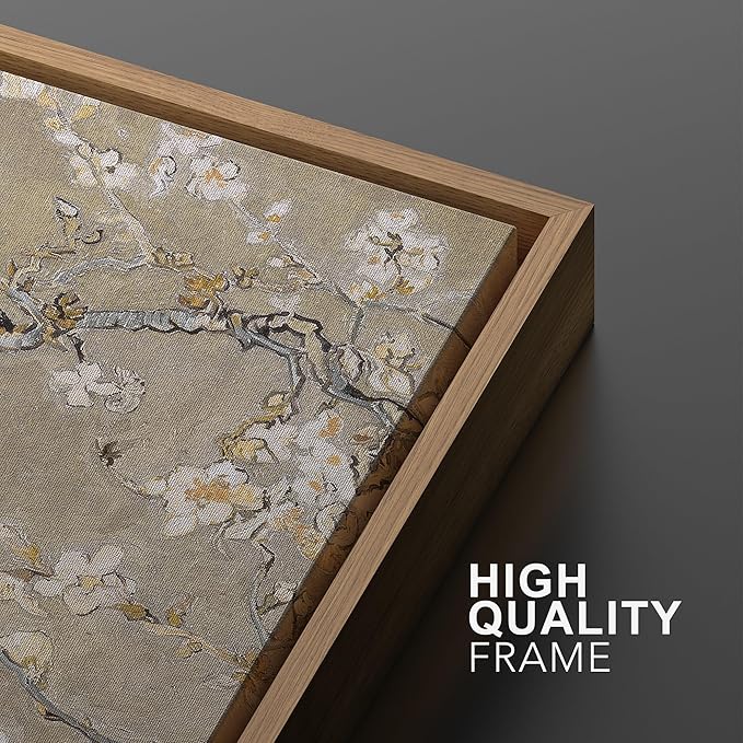 MUDECOR Framed Canvas Print Wall Art Blossoming Branches Vintage Floral Illustrations Realism Decorative for Living Room, Bedroom, Office - 24"x36"x3 Natural