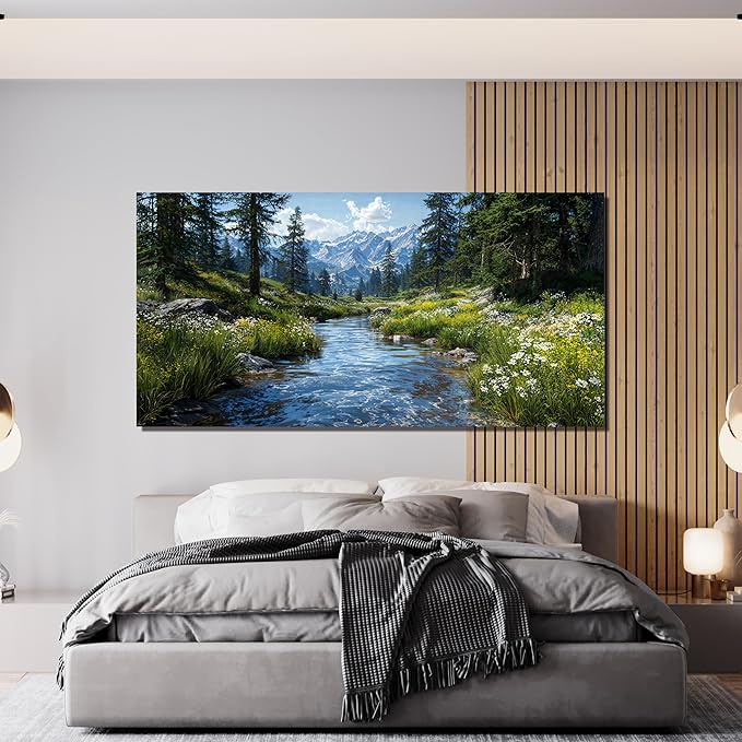Large Canvas Wall Art Decor Nature Landscape Wall Art Prints Artwork For Walls Green Botanical Wall Art Decorations Wall Art Pictures For Living Room Canvas Art Wall Decor 24"X48" Bedroom Office Decor