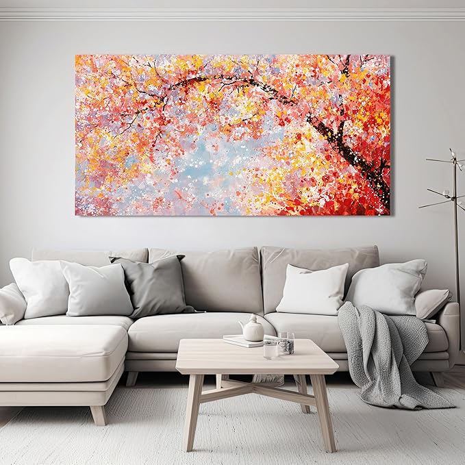 Canvas Wall Art Decor Canvas Modern Art Wall Decor Tree of Life Wall Art for Living Room Colorful Wall Art Decor Tree Flower Wall Art Prints Art Work for Room Home Office Wall Decor 24" X 48"