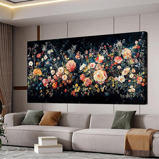 Canvas Wall Art Decorations Canvas Art Wall Decor Vintage Green Wall Art Decor Wall Pictures for Living Room Artwork for Walls Colorful Flower Wall Art Prints Bedroom Kitchen Wall Art Decor 20" X 40"