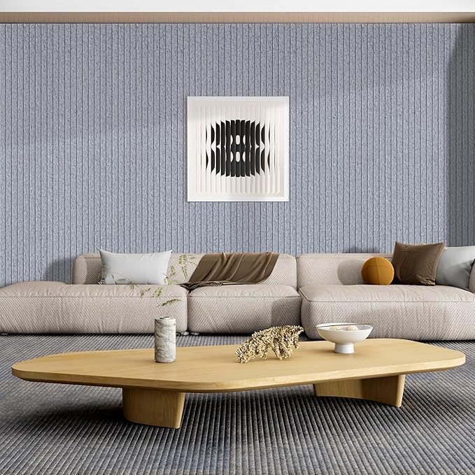 5 Pack Acoustic Panels, 48 x 24x 0.4 Inch Sound Proof Panels for Walls, Premium Wall Sound Absorbing Panels, Decorative Sound Dampening Panels for Media Room, Office and Studio,Silver Gray