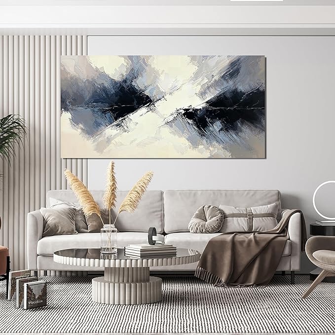 Abstract Canvas Wall Art Decor Abstract Canvas Art Wall Decor Large Black and White Wall Art Decorations Wall Art Pictures for Living Room Modern Minimalist Wall Art Prints Home Office Decor 24"X48"