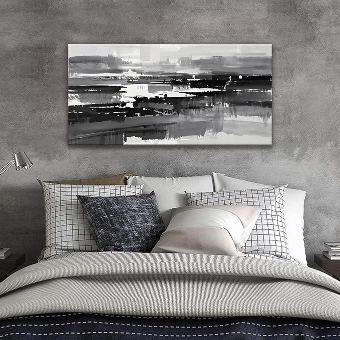 Abstract Wall Art For Bedroom Office Decor Grey And White Wall Art Painting Canvas Art Wall Decor Prints Ready To Hang Abstract Art Pictures 20×40 Inch