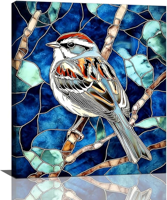 Bird Wall Art For Woman Cute Sparrow Nursery Canvas Wall Decor Vintage Aesthetic Pictures Paintings Prints Artwork Framed Decorations For Bathroom Bedroom Living Room Office Gifts 20" x 24"