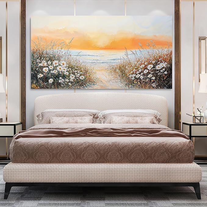 Canvas Oversized Wall Art Decor Wall Pictures for Living Room Artwork for Walls Large Coastal Beach Wall Art Prints Canvas Art Wall Decor Vintage Landscape Wall Art Bedroom Home Wall Art Decor 29" X 58"