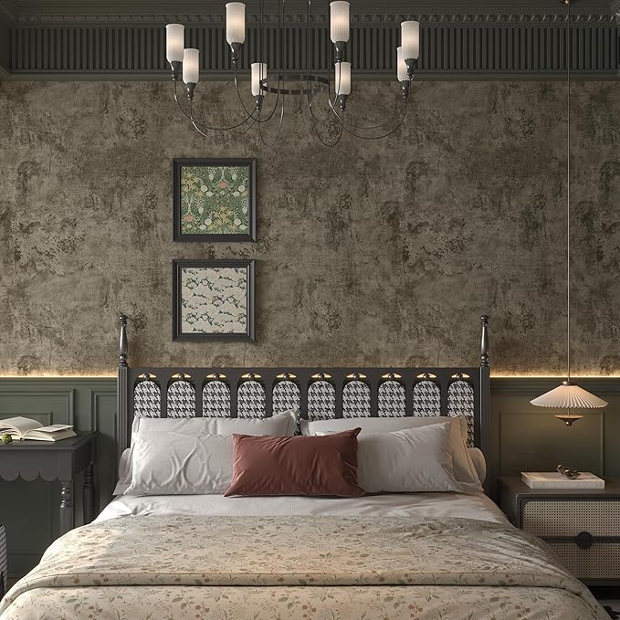 JSEVEM 16"×708" Extra Thick Light Brown Grey Concrete Wallpaper Peel and Stick Industrial Brown Gray Concrete Contact Paper Vinyl Self Adhesive Waterproof Faux Cement Wall Stickers for Bedroom Walls