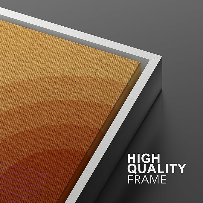 MUDECOR Framed Canvas Print Wall Art Bauhaus Art Prints Abstract Mid Century Modern Wall Art Minimalist Decor for Bedroom - 24"x36"x3 White