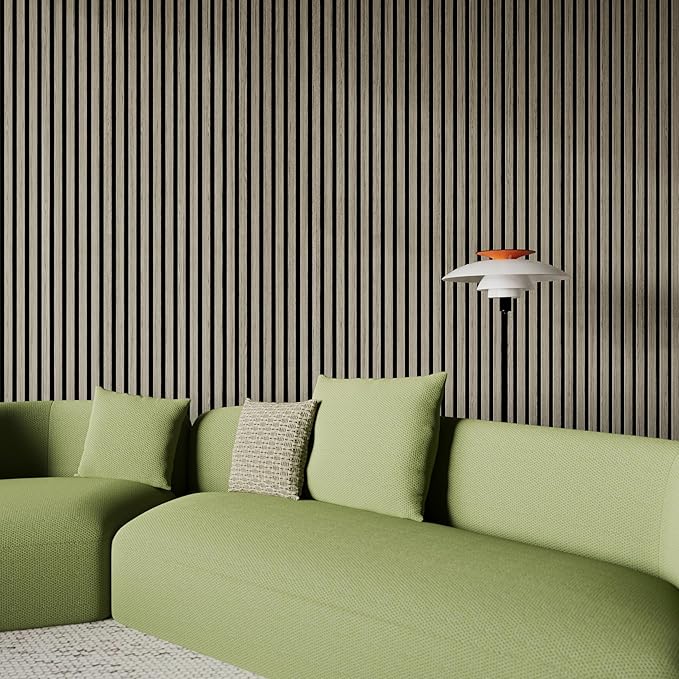 94" x 12.6" 3D Acoustic Slat Wood Wall Panels | Modern Sound-Dampening & Eco-Friendly Design (2-Piece Set)