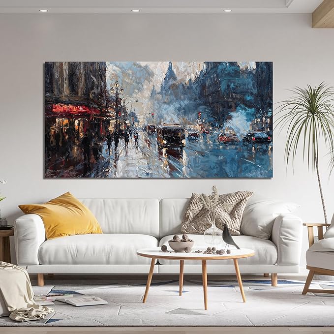Canvas Wall Art Decor Large Wall Art Pictures for Living Room Abstract Canvas Art Wall Decor Artwork for Walls City Corner Wall Art Prints Wall Decorations Bedroom Home Aesthetic Wall Art Decor 24" X 48"