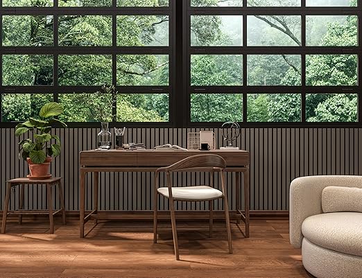 106” x 12.6” Acoustic Wood Wall Paneling, Decorative Sound Proof Panels for Walls and Ceilings, 3D Slat Wood Wall Panels (Set of 40) (Space Grey)