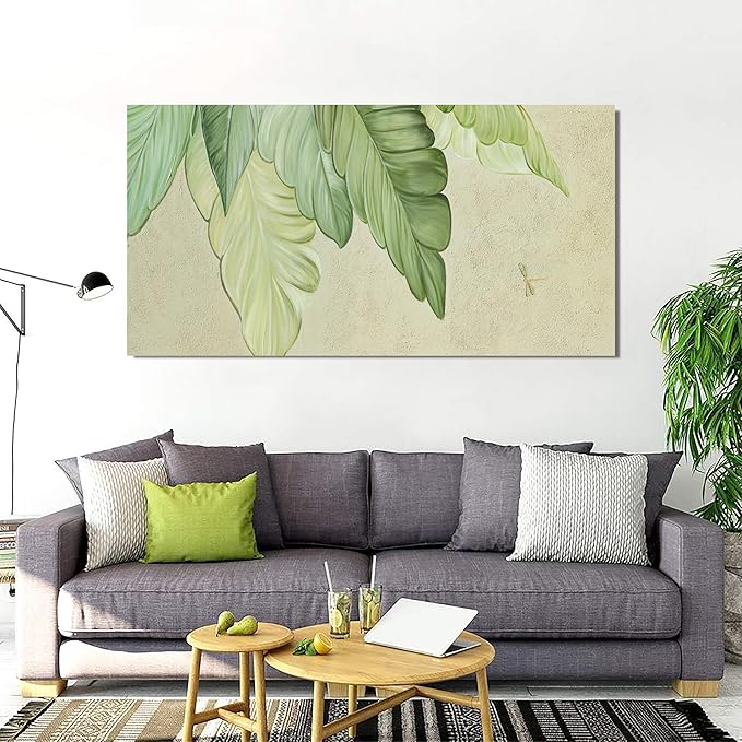Canvas Wall Art Decor Large Modern Green Wall Art Prints Wall Art Pictures for Living Room Art Work for Wall Decor Boho Botanical Wall Art Oversized Artwork for Walls Bedroom Office Decor 29" X 58"