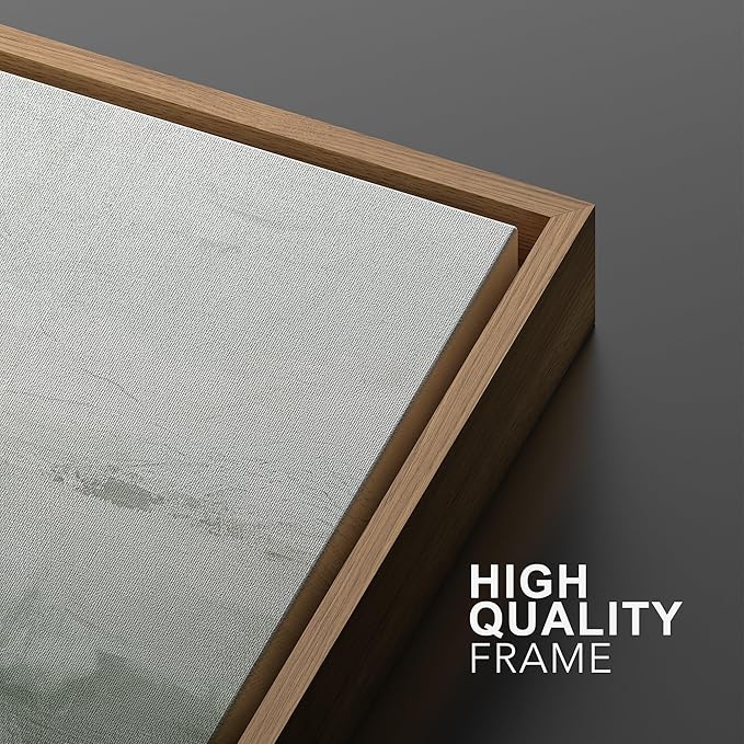 MUDECOR Framed Canvas Print Wall Art Sage Green Abstract Prints Minimalist Modern Wall Art Decor for Bedroom - 24"x36"x3 Natural