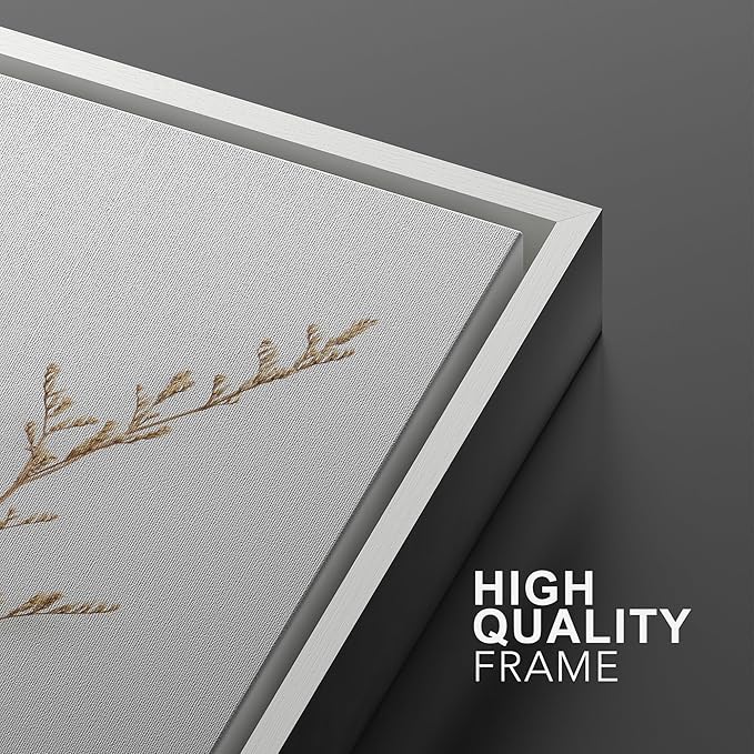 MUDECOR Framed Canvas Print Wall Art Wildflower Floral Botanical Prints Minimalist Wall Art Modern Farmhouse for Bedroom - 24"x36"x3 White