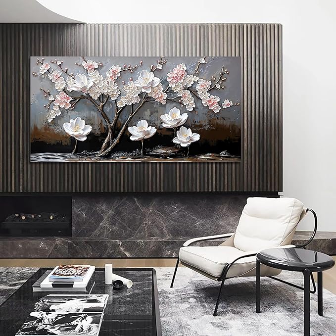 Canvas Wall Art Decor Large Wall Pictures for Living Room Art Work for Wall Decor Black and White Wall Art Prints Modern Pink Flower Wall Art Decor Artwork for Walls Home Office Decor 24" X 48"