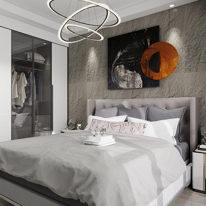 4PCS PU Wall Panels Stone Texture for Interior Wall Decor|3D Wall Panels with Grey Stone Texture|47.24"*23.62" (Grey)