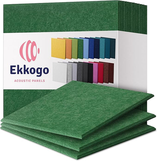 Acoustic Panels 12-Pack Soundproof Wall Panels 12"X12"X0.4" Sound Panels High Density Sound Dampening Panels - [Dark Green Square]