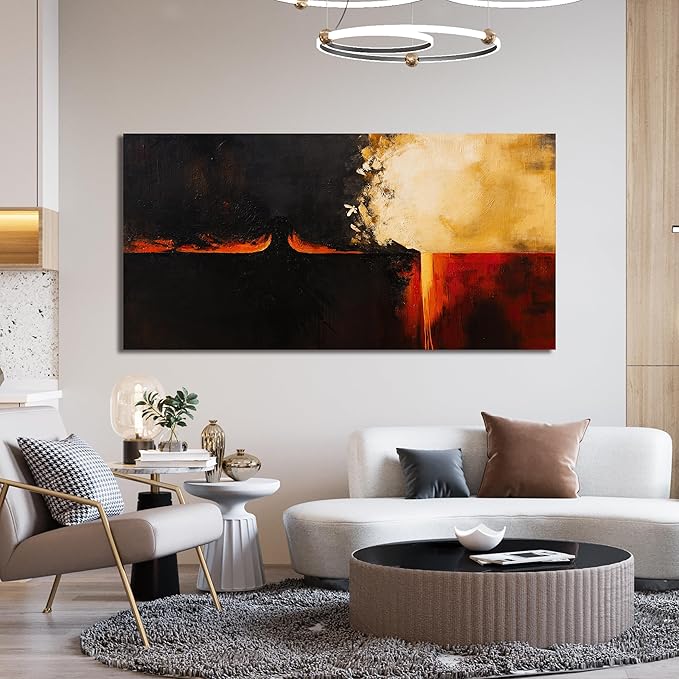 Canvas Wall Art Decor Wall Art Pictures For Living Room Black Red Vintage Wall Art Decor Abstract Art Work Decoration Modern Abstract Wall Art Prints For Bedroom Office Kitchen Wall Decor 24" x 48"