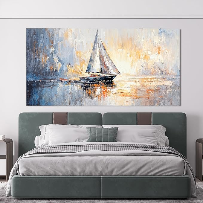 Canvas Wall Art Decor Large Canvas Art Wall Decor Coastal Minimalist Wall Art Wall Pictures for Living Room Large Artwork for Walls Modern Gold Wall Art Prints Bedroom Office Wall Art Decor 29" X 58"