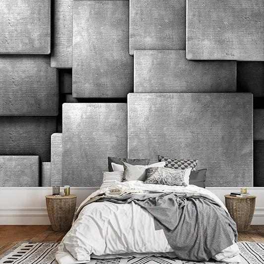 wall26 Removable Wall Sticker/Wall Mural 3D Concrete Architecture Polygons Abstract Shapes Digital Art Modern Art Panorama Multicolor Relax/Calm for Living Room, Bedroom, Office - 100x144 inches