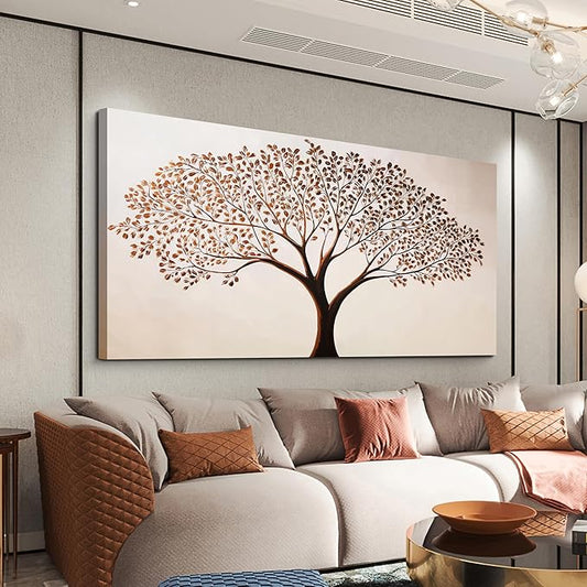 Canvas Art Wall Decor Modern Tree of Life Wall Art Prints Minimalist Botanical Wall Art Decorations Wall Art Pictures for Living Room Browm Artwork for Walls Bedroom Office Decor Aesthetic 20" X 40"