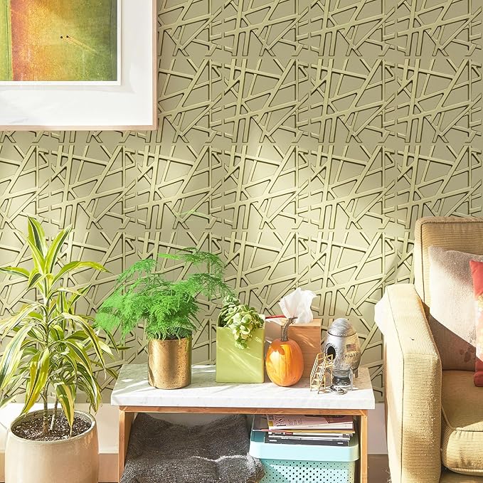 33 Pack 3D Wall Panels for Interior Wall Decor, 12''x12'' Champaign Gold Accent Textured Wall Panels, Wall Covering Panles for Living Room, Gaming Room, TV Background, Cover 32 Sq.Ft