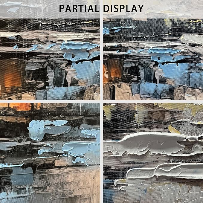 Blue Abstract Wall Art Decor Large Pictures for Living Room Blue and Gray White Bedroom Bathroom Office Decor Size 24 x 48 Inches