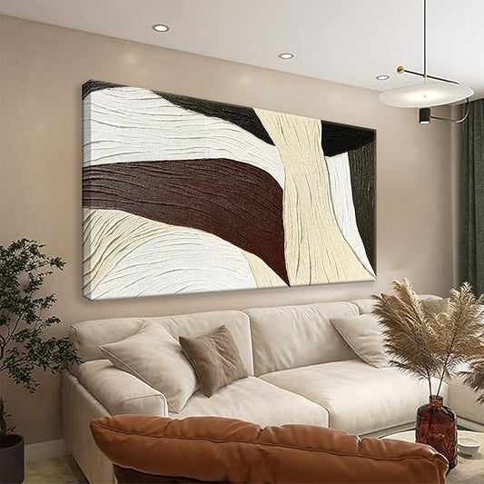 Canvas Art Wall Decor Artwork Multicolor Geometric Line Abstract Wall Decor Brown Paintings Abstract Wall Art Modern Bedroom Art Bathroom Home Artwork 20"X 40" Ready To Hang