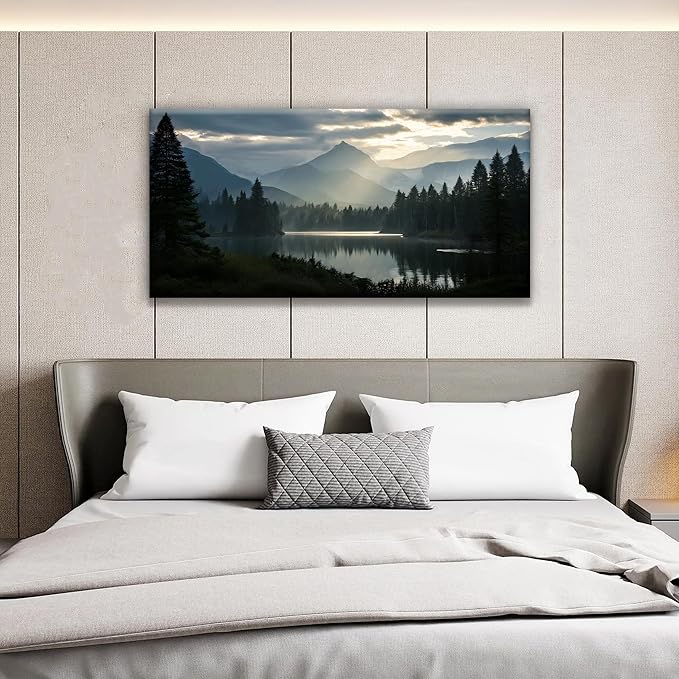 Canvas Art Wall Decor For Living Room Wall Art For Bedroom Modern Office Wall Decorations Forest River Landscape Paintings Pictures Artwork Aesthetic 20x40 In