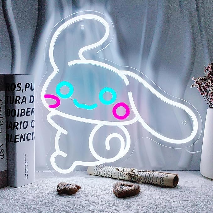 CinnamoRoll Neon Sign Anime Neon Sign for Wall Decor Janpanese Neon Light for Bedroom Wall Decor Game Room Decor Livingroom Decor for Kids, Personalized Gifts for Girls