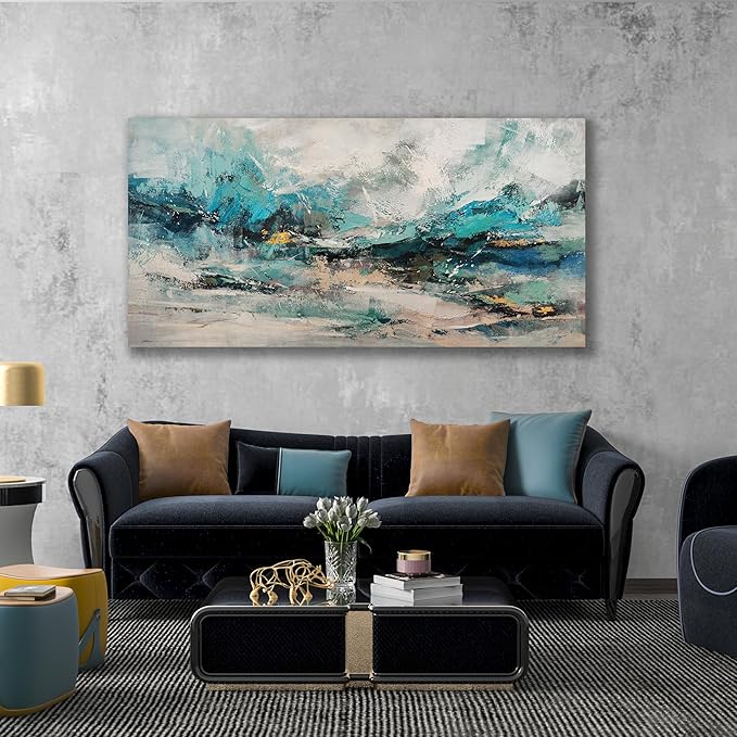 Belmrxne Large Abstract Wall Art Black and Gold Wall Decor Unique Canvas Painting Aesthetic Artwork for Living Room Bedroom Dining Room Office Home Decor 30x60 Inch