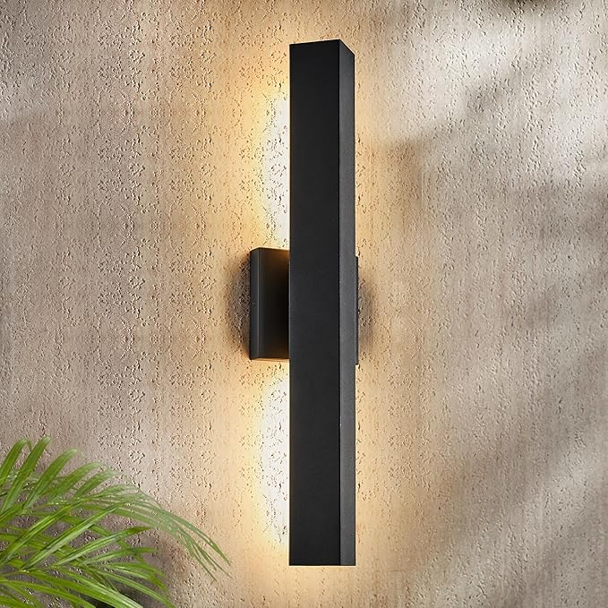 Modern Minimalist Outdoor Waterproof LED Wall Sconce with Built-in 20W LED Warm White Light Source, Fully Sealed V-Shaped Aluminum Cover, Can Be Mounted Outdoors or Indoors at Any Angle.