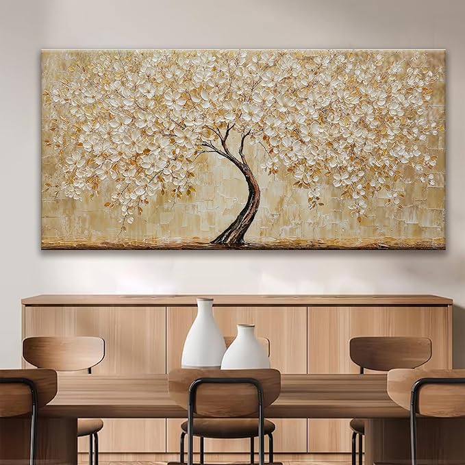 Large Botanical Wall Art For Living Room Gold Tree Floral Canvas Art Wall Decor Print Abstract Wall Decor Picture Gold Tree Of Life Abstract Art Picture For Bedroom Hotel Office Home Artwork 29"X 58"