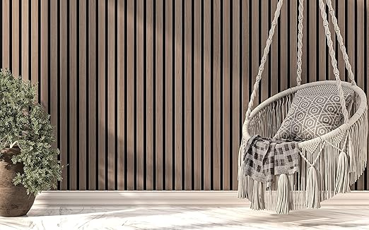 106” x 12.6” Acoustic Wood Wall Paneling, Decorative Sound Proof Panels for Walls and Ceilings, 3D Slat Wood Wall Panels (Set of 40) (Driftwood)