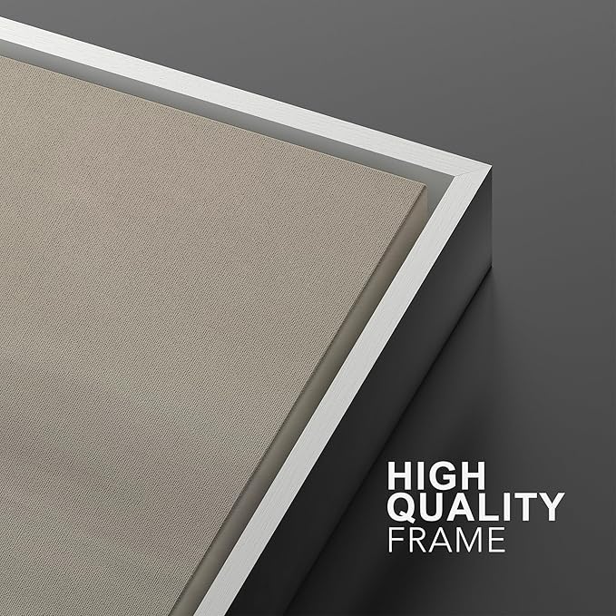 MUDECOR Framed Wall Art Print Set Misty Horizon Minimalist Foggy Mountain Landscape in Soft Neutral Tones Illustrations Realism Decorative for Living Room, Bedroom, Office - 24"x36"x3 White