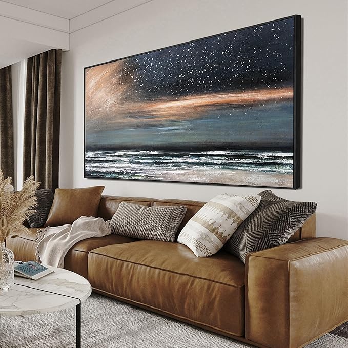 Canvas Wall Art Decor Wall Art Pictures for Living Room Starry Artwork for Walls Large Framed Wall Art Prints Canvas Art Wall Decor Nature Coastal Wall Art Decorations Bedroom Office Decor 29" X 58"
