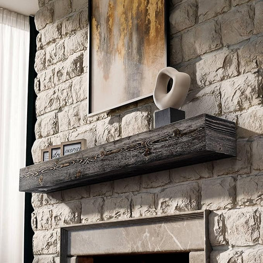 BoscoMondo Fireplace Mantel, Wall-Mounted 48 inch Floating Shelf for Wall, Tv Shelf, Rustic Shelf - 8x6x48 Jacobean