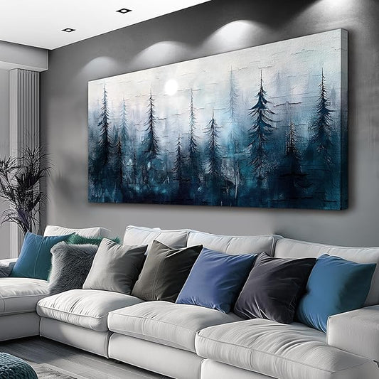 KELIYUAN Large Wall Decor Canvas Painting Wall Art For Living Room Dining Room Decoration Abstract Foggy Forest Landscape Artwork Print Picture For Office Bedroom Modern Home Decor 24x48 Inches