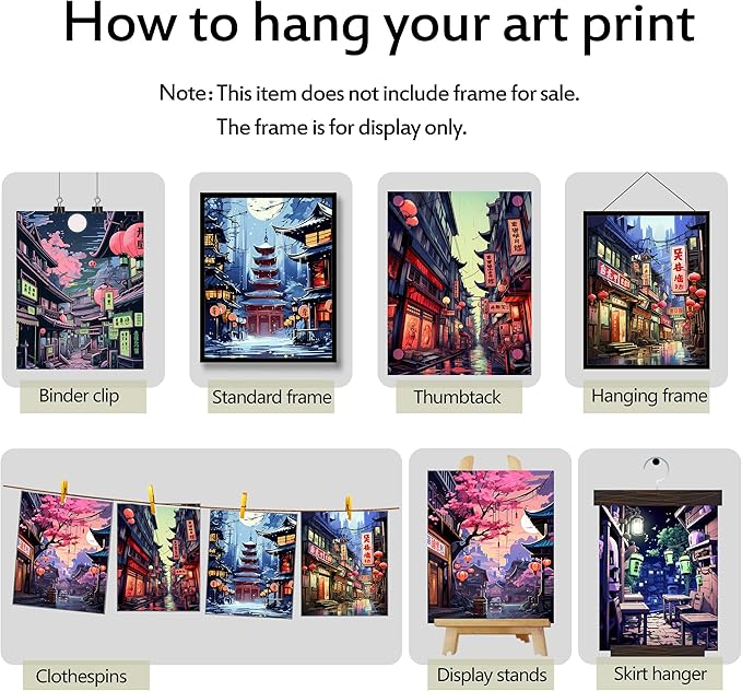 Luodroduo Japanese Wall Art Set of 6 Japan Rural Architecture Abstract Scenery Illustration Wall Decor Countryside Streets Canvas Art Poster for Living Room Bedroom Wall Art (A, 8"x10" UNFRAMED)