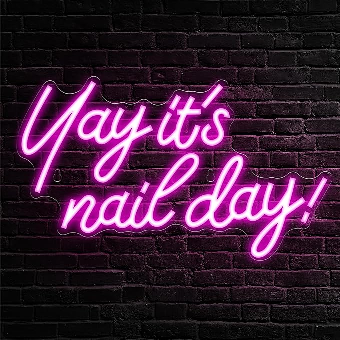 Kavaas Yay It's Nail Day Neon Sign - Neon Sign for Salon Bar, Beauty Room, Bedroom - Great Gift for Nail Tech Girls, Christmas, Birthday